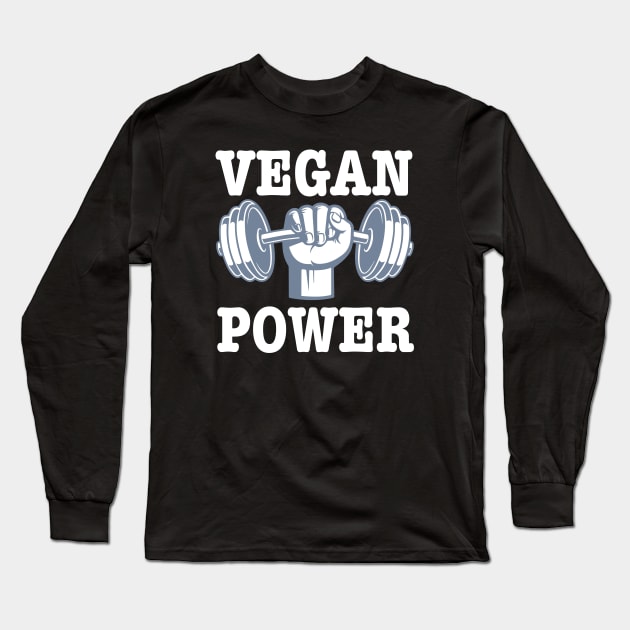 Vegan Power Workout Muscle Gorilla Bodybuilding-Vegan Power Long Sleeve T-Shirt by HobbyAndArt